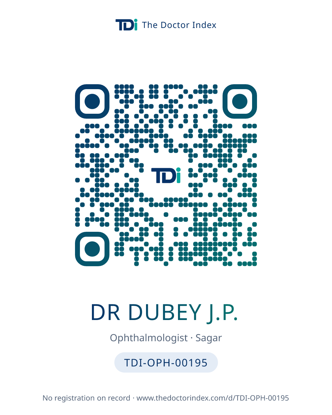 QR card for Dr Dubey J.P., TDI-OPH-00195