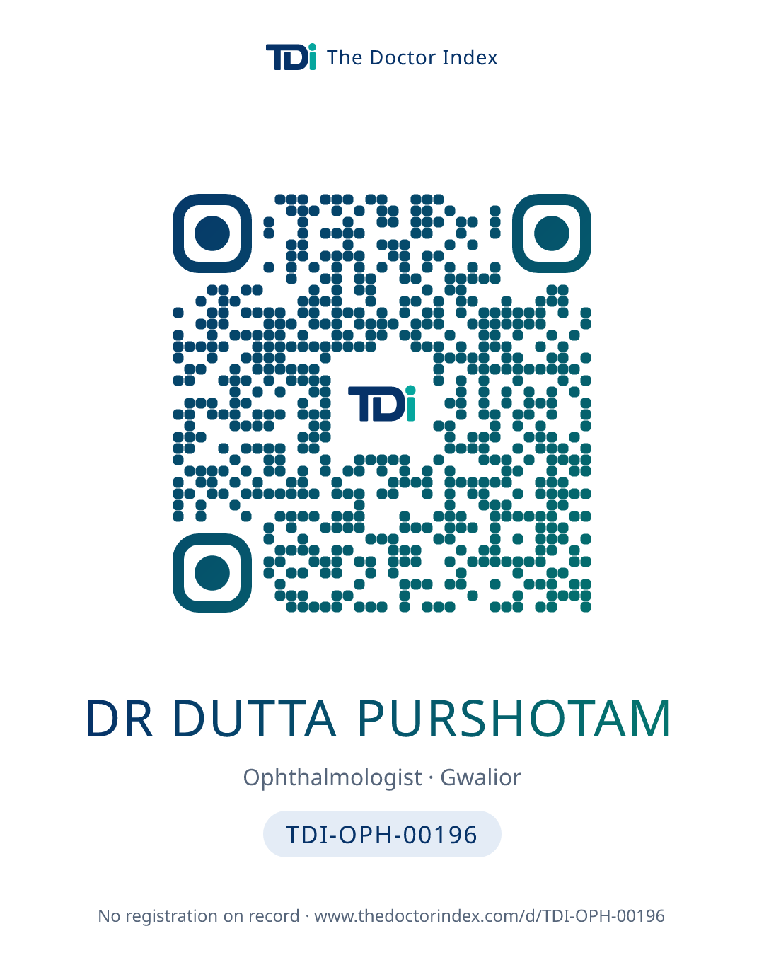 QR card for Dr Dutta Purshotam, TDI-OPH-00196