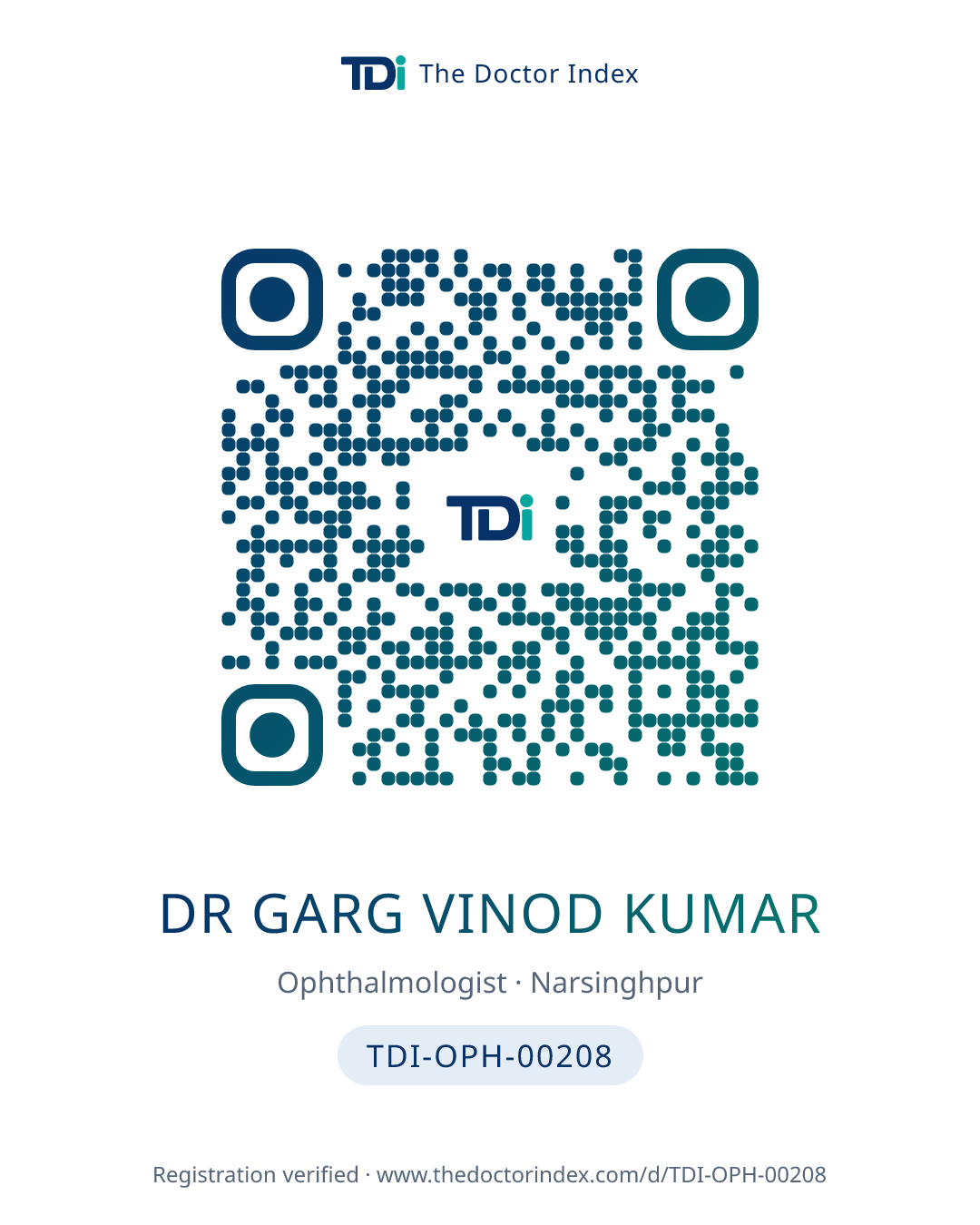 QR card for Dr Garg Vinod Kumar, TDI-OPH-00208
