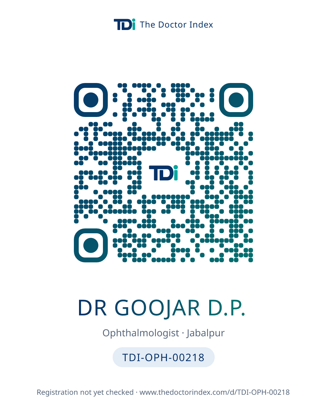 QR card for Dr Goojar D.P., TDI-OPH-00218