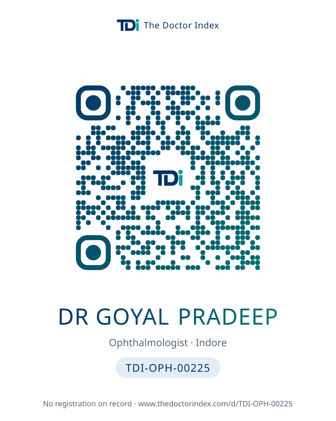 QR card for Dr Goyal Pradeep, TDI-OPH-00225