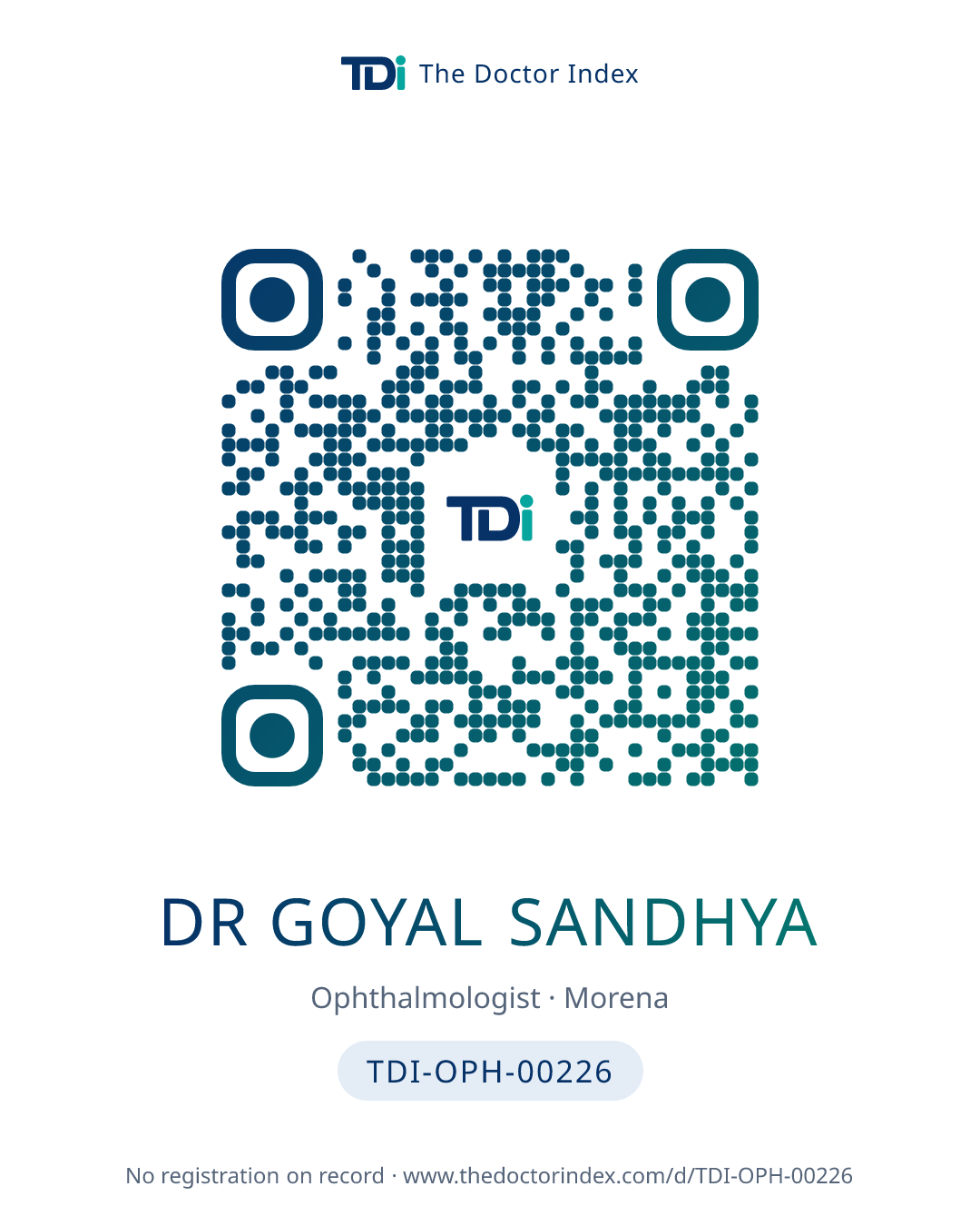 QR card for Dr Goyal Sandhya, TDI-OPH-00226