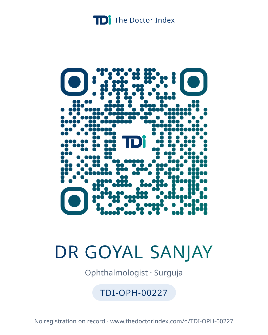 QR card for Dr Goyal Sanjay, TDI-OPH-00227