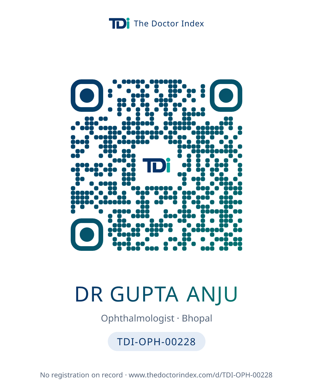 QR card for Dr Gupta Anju, TDI-OPH-00228