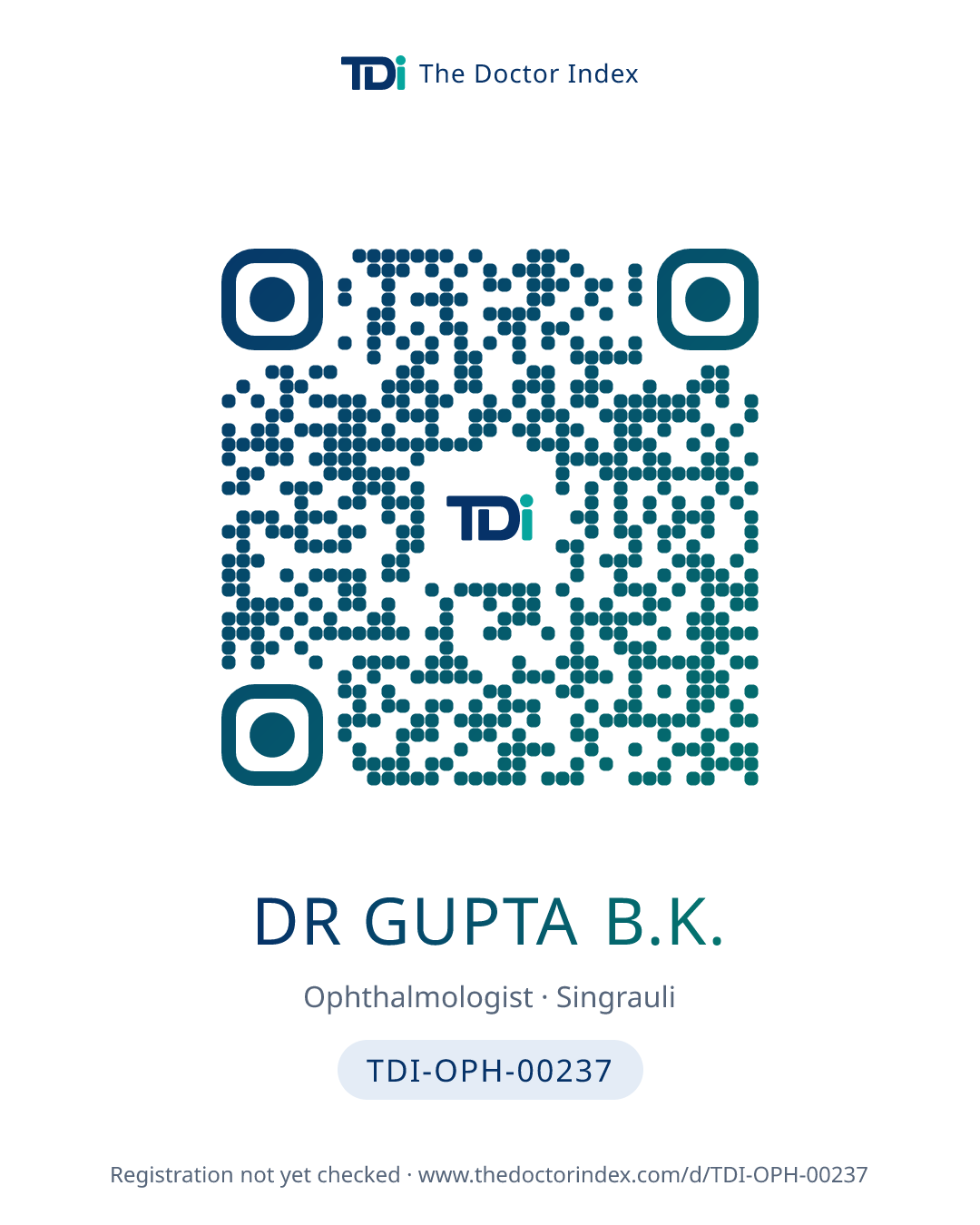 QR card for Dr Gupta B.K., TDI-OPH-00237