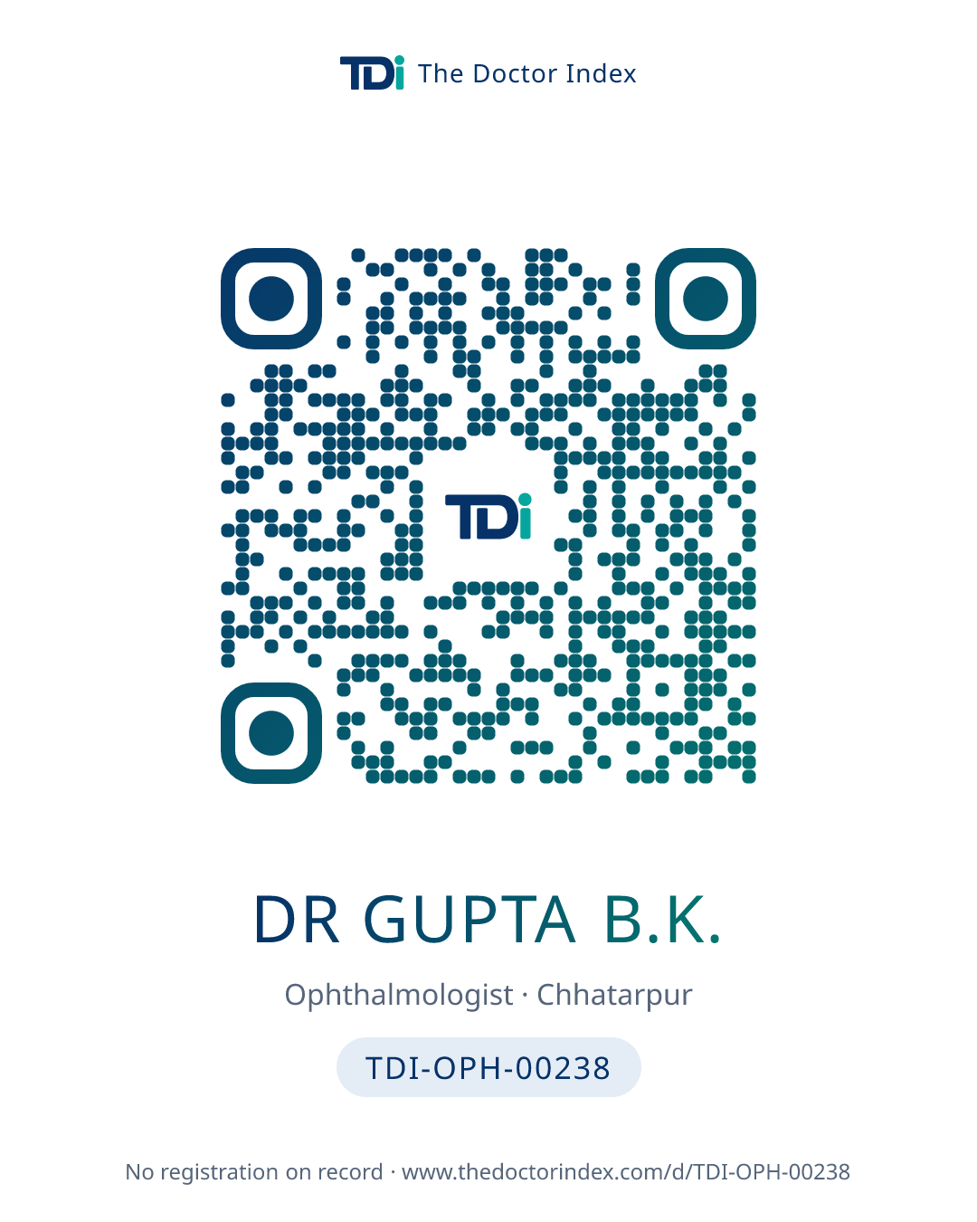 QR card for Dr Gupta B.K., TDI-OPH-00238
