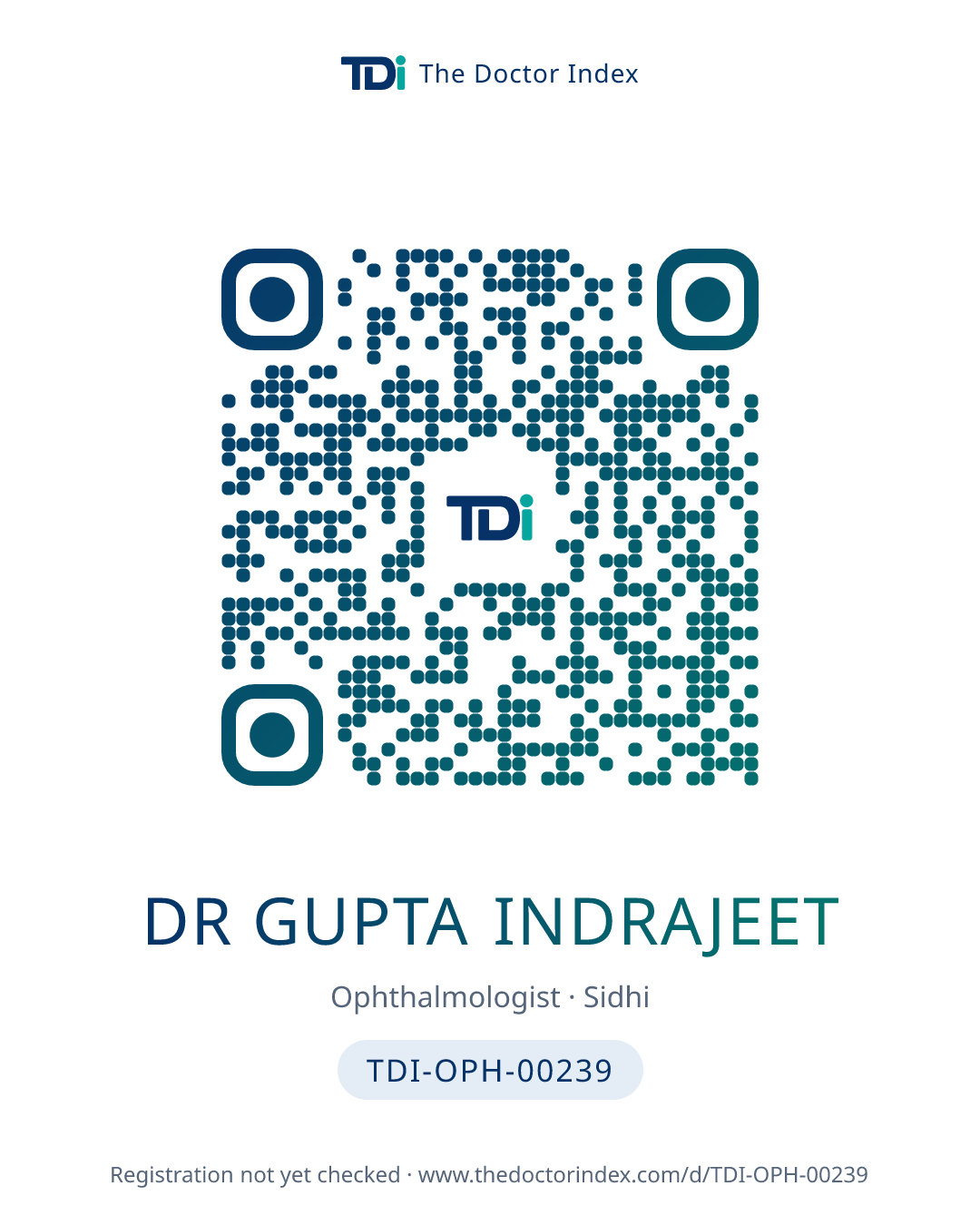 QR card for Dr Gupta Indrajeet, TDI-OPH-00239