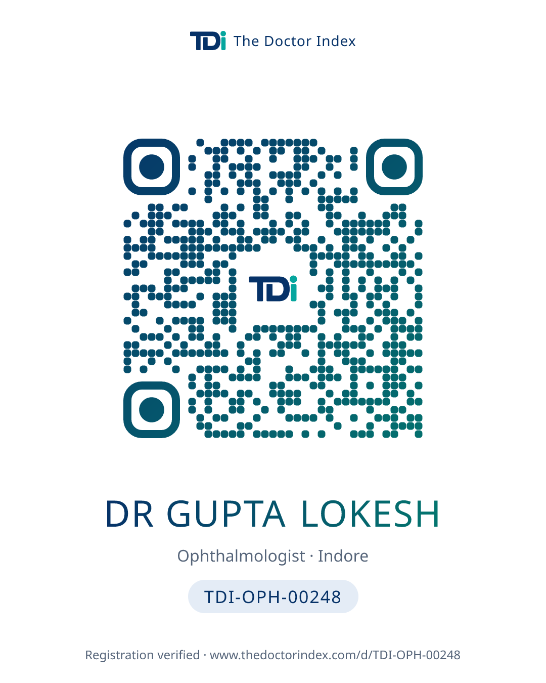 QR card for Dr Gupta Lokesh, TDI-OPH-00248