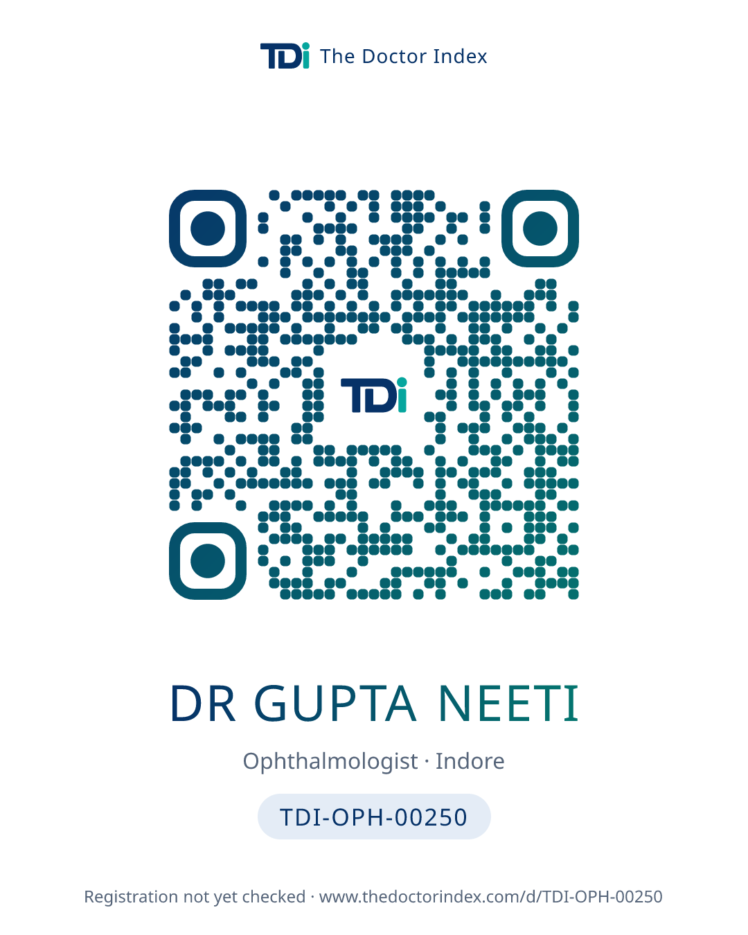 QR card for Dr Gupta Neeti, TDI-OPH-00250