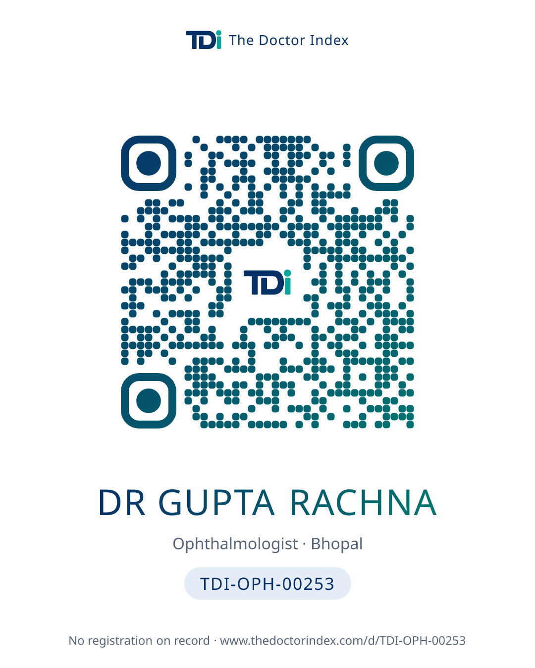 QR card for Dr Gupta Rachna, TDI-OPH-00253