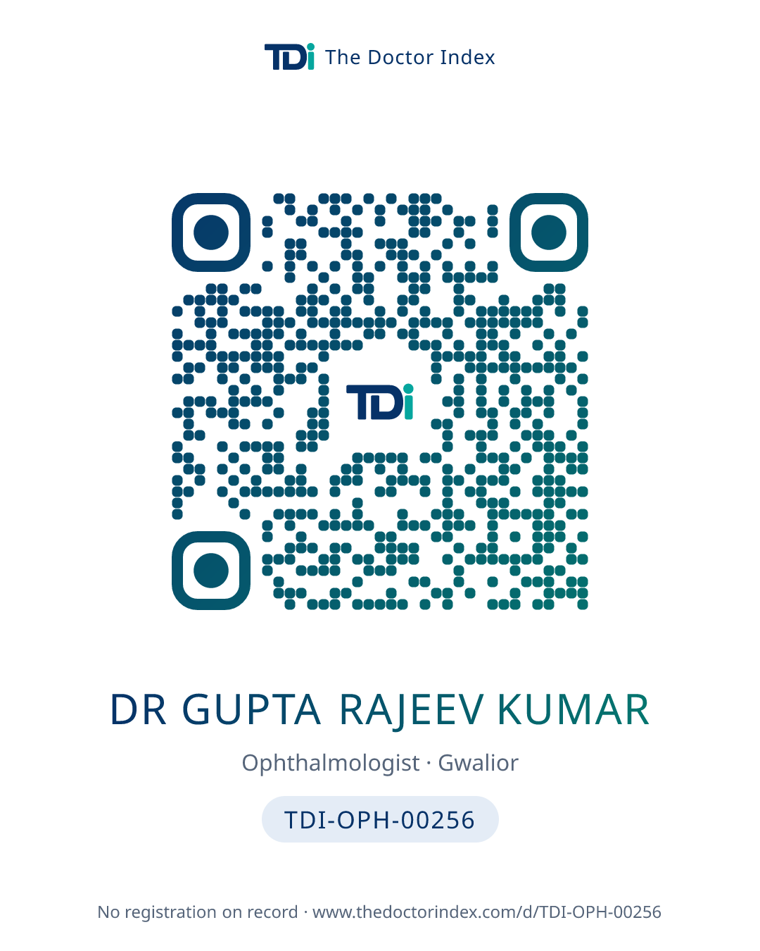 QR card for Dr Gupta Rajeev Kumar, TDI-OPH-00256