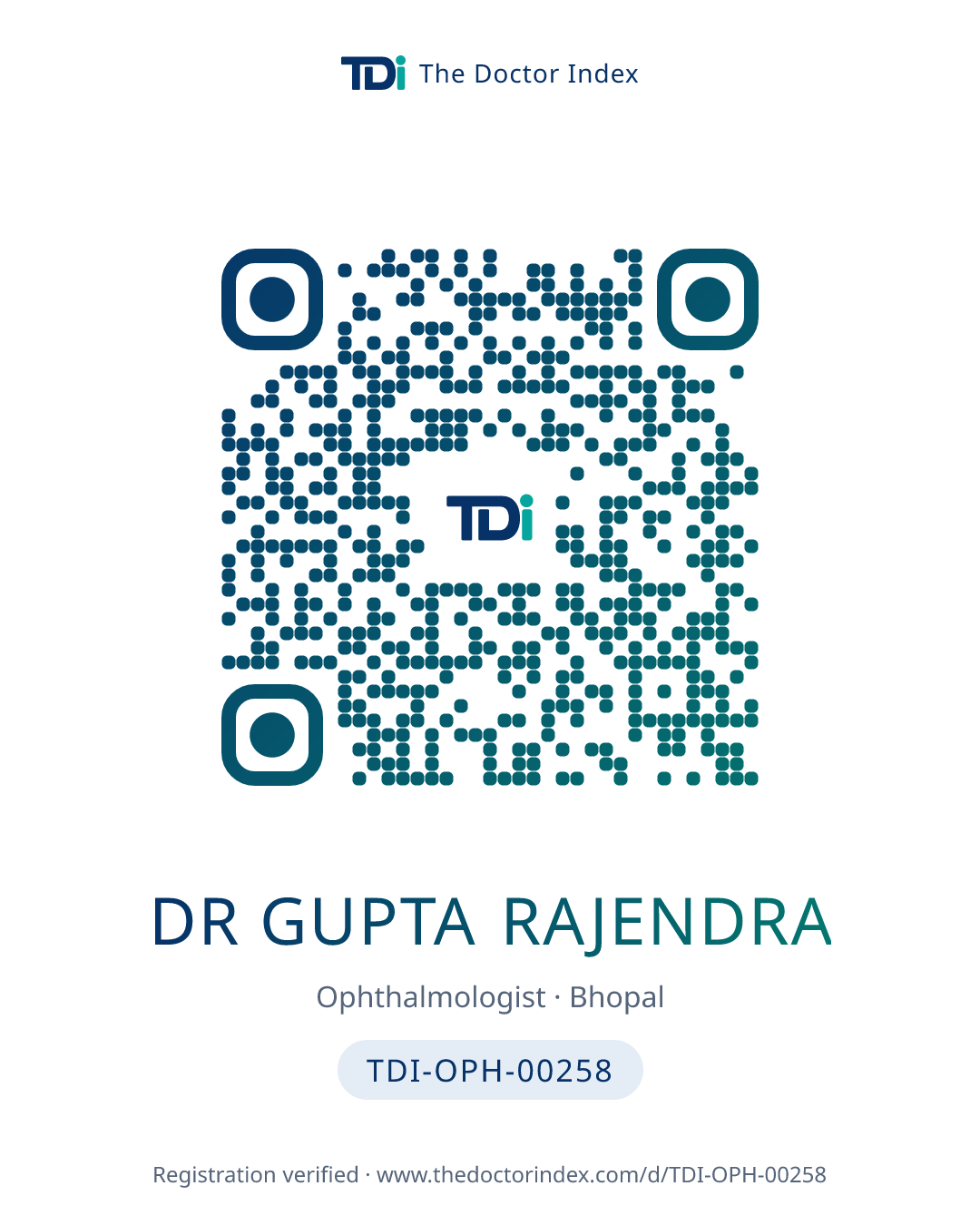 QR card for Dr Gupta Rajendra, TDI-OPH-00258