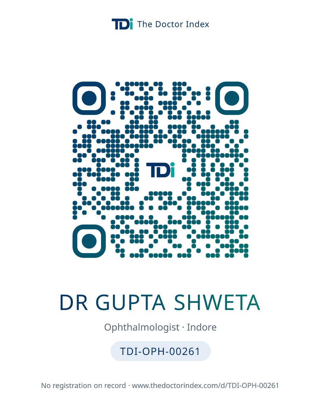 QR card for Dr Gupta Shweta, TDI-OPH-00261