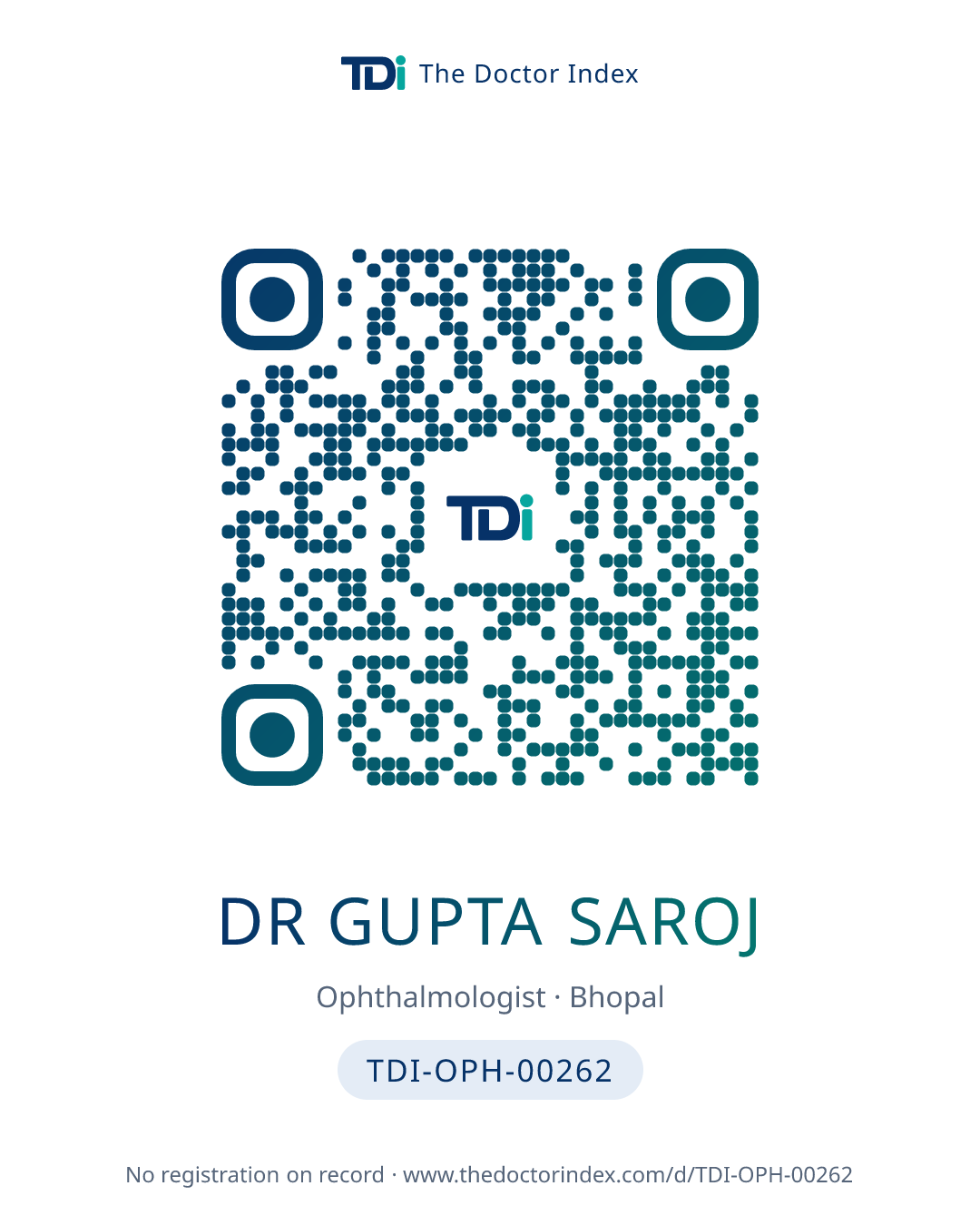 QR card for Dr Gupta Saroj, TDI-OPH-00262