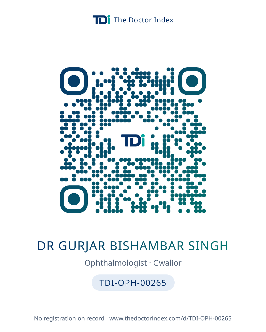 QR card for Dr Gurjar Bishambar Singh, TDI-OPH-00265