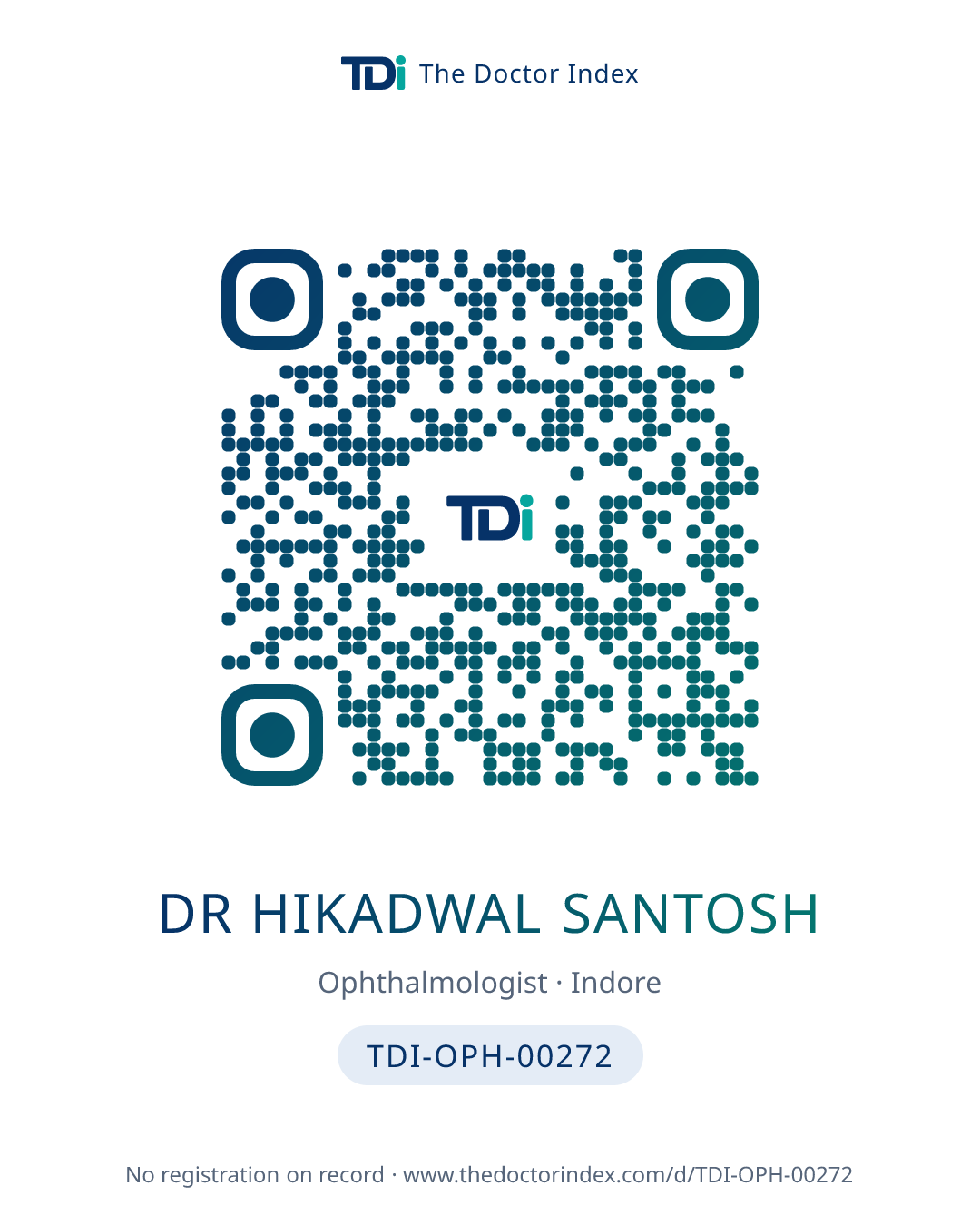 QR card for Dr Hikadwal Santosh, TDI-OPH-00272