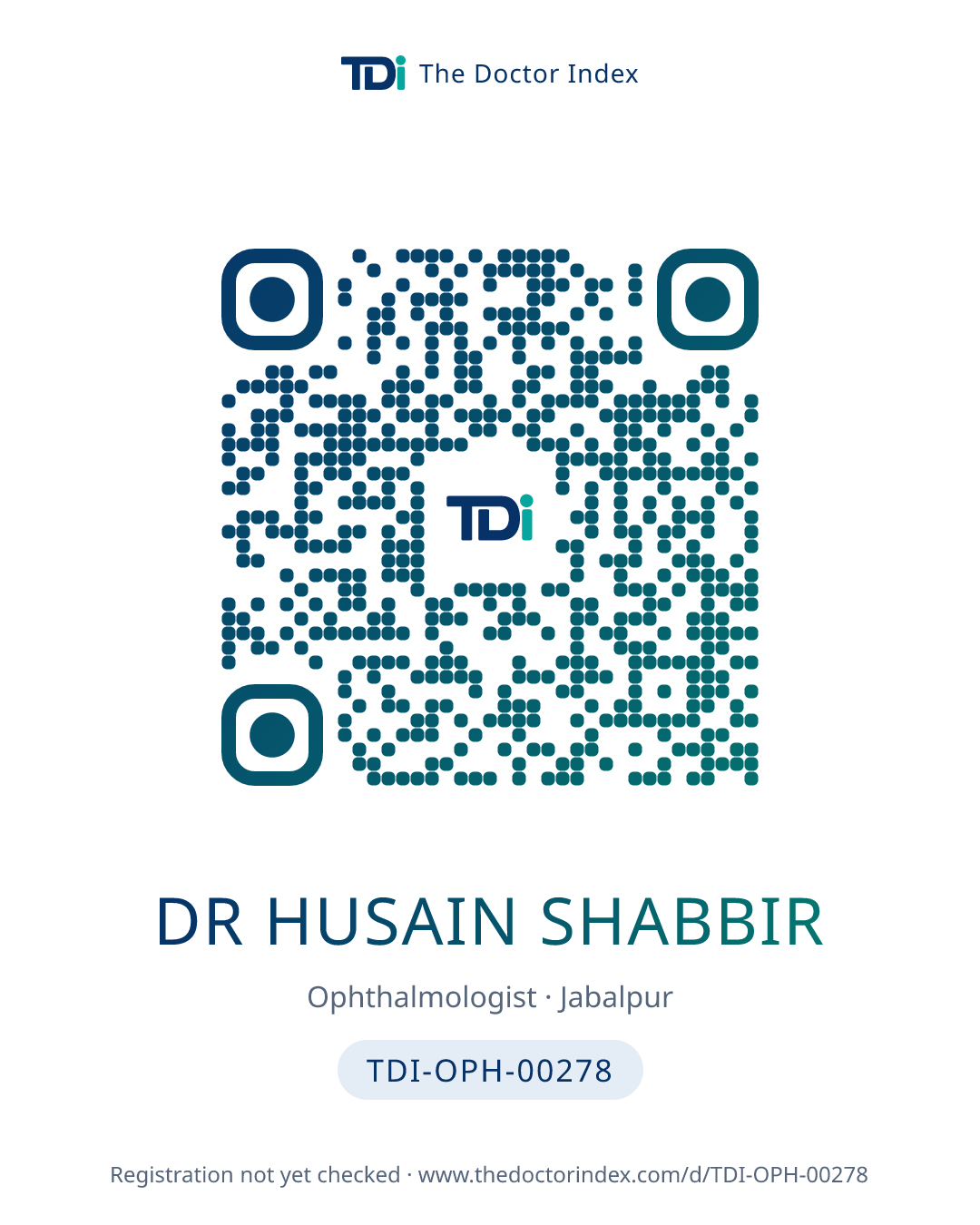 QR card for Dr Husain Shabbir, TDI-OPH-00278