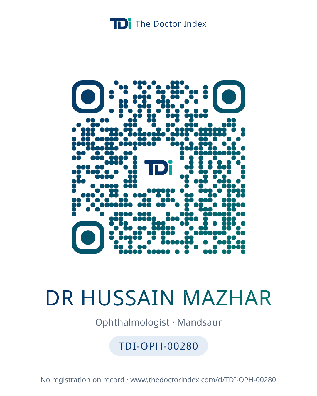 QR card for Dr Hussain Mazhar, TDI-OPH-00280