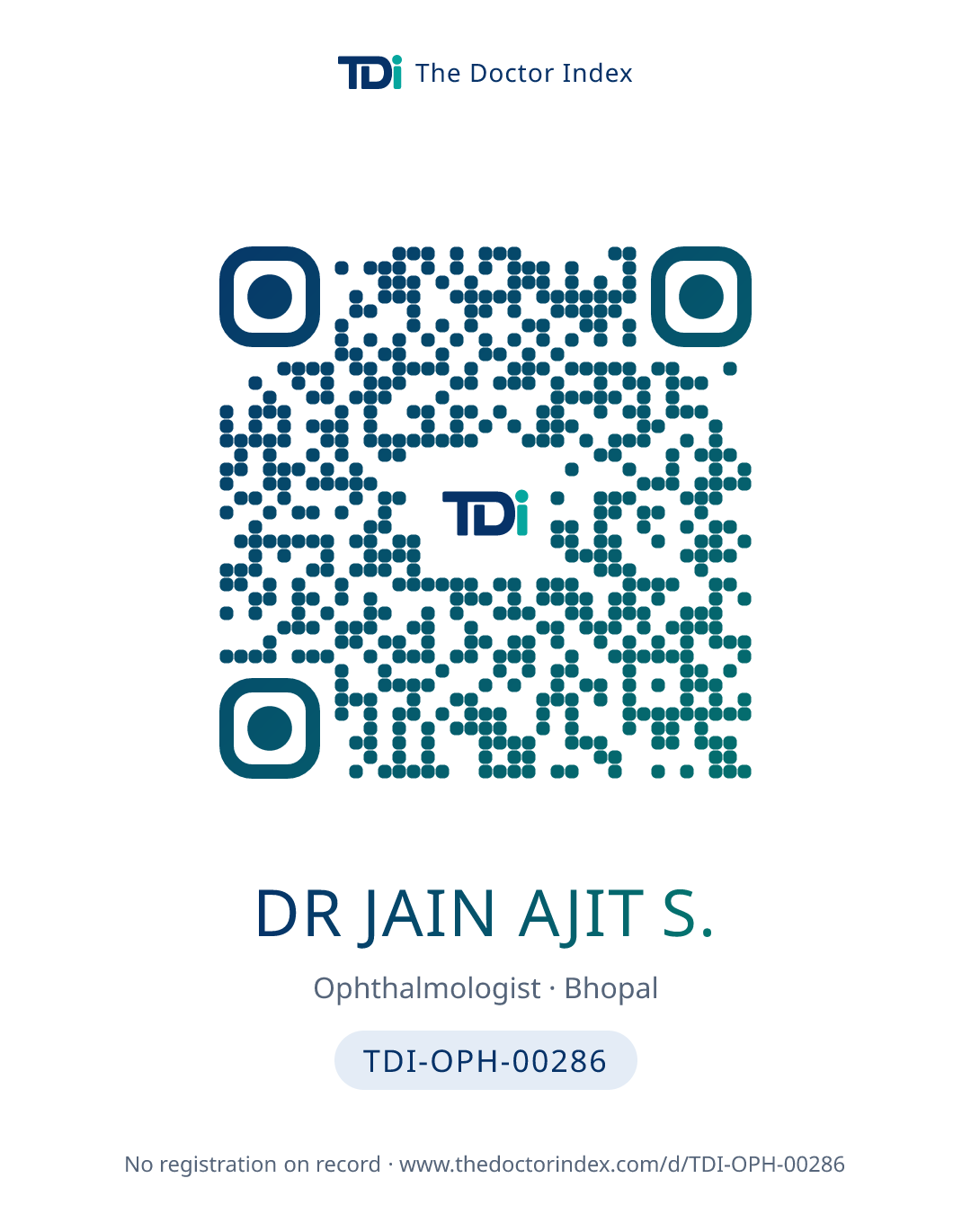 QR card for Dr Jain Ajit S., TDI-OPH-00286