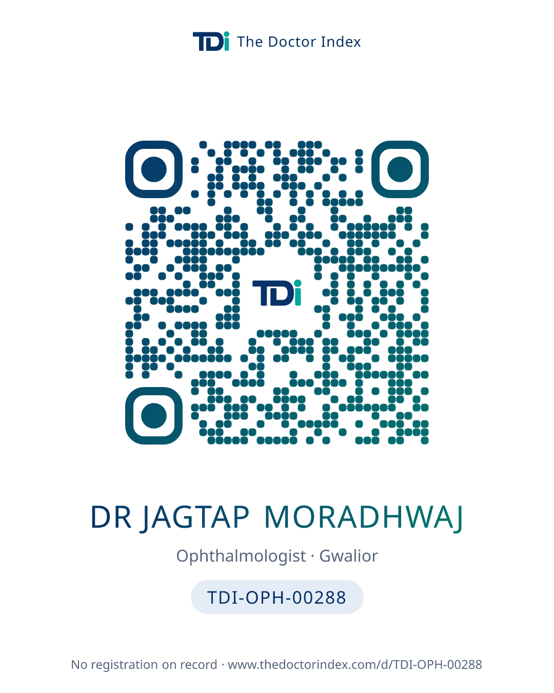 QR card for Dr Jagtap Moradhwaj, TDI-OPH-00288
