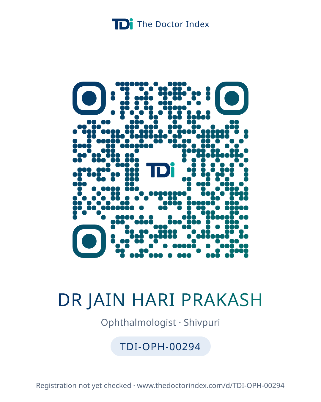 QR card for Dr Jain Hari Prakash, TDI-OPH-00294