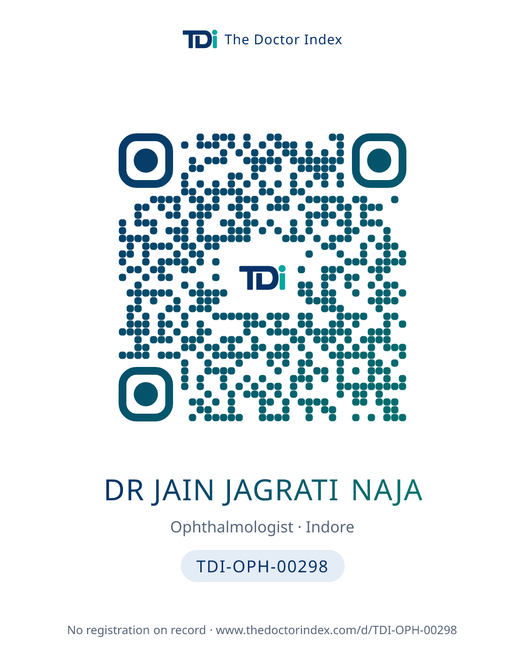 QR card for Dr Jain Jagrati Naja, TDI-OPH-00298