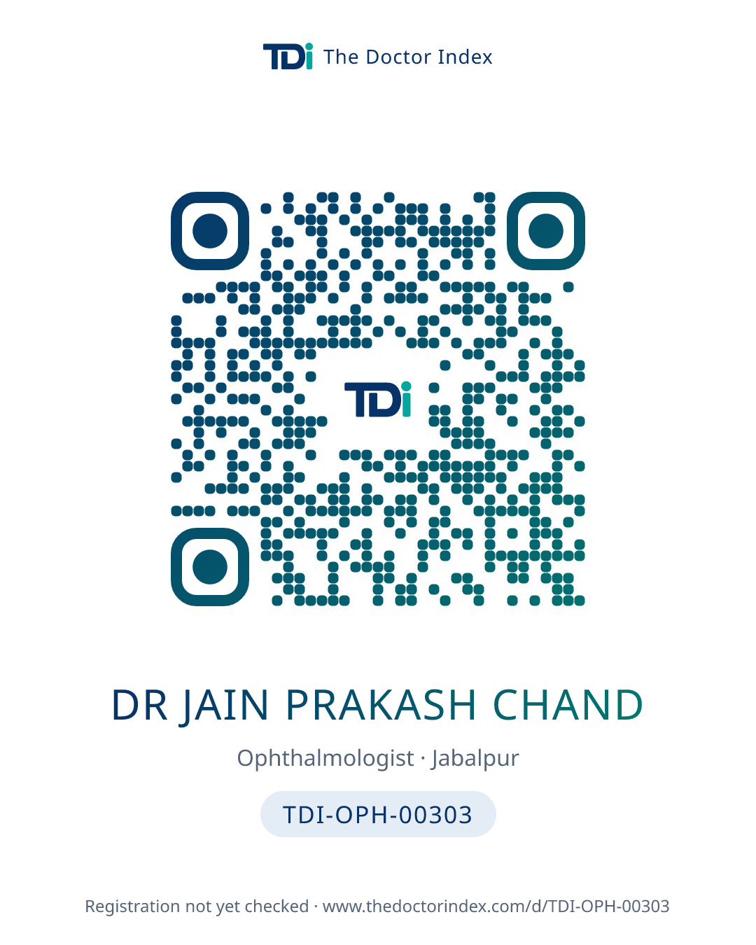 QR card for Dr Jain Prakash Chand, TDI-OPH-00303