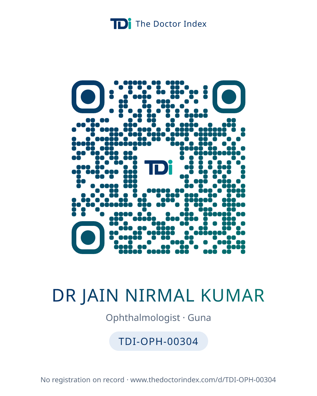 QR card for Dr Jain Nirmal Kumar, TDI-OPH-00304