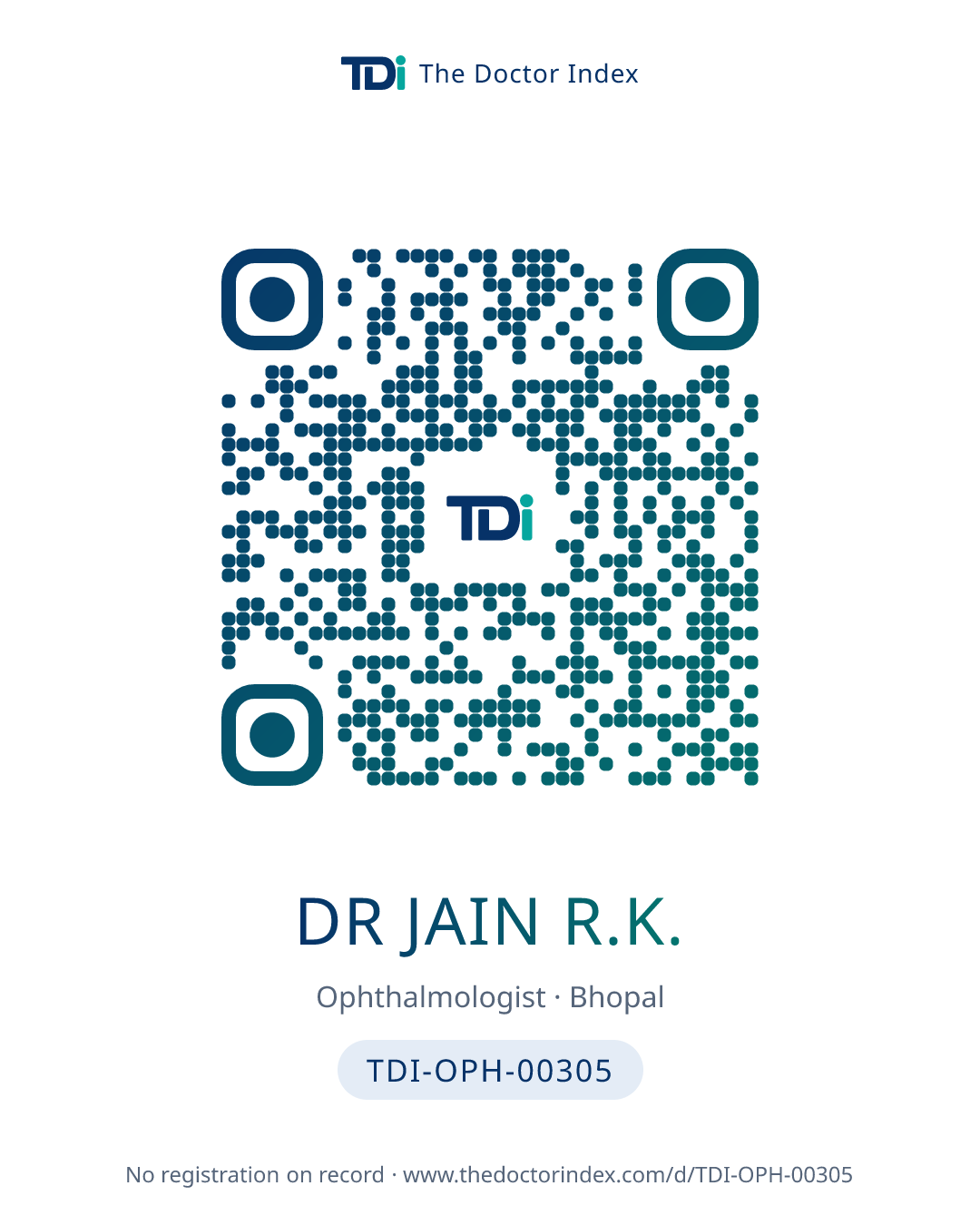 QR card for Dr Jain R.K., TDI-OPH-00305