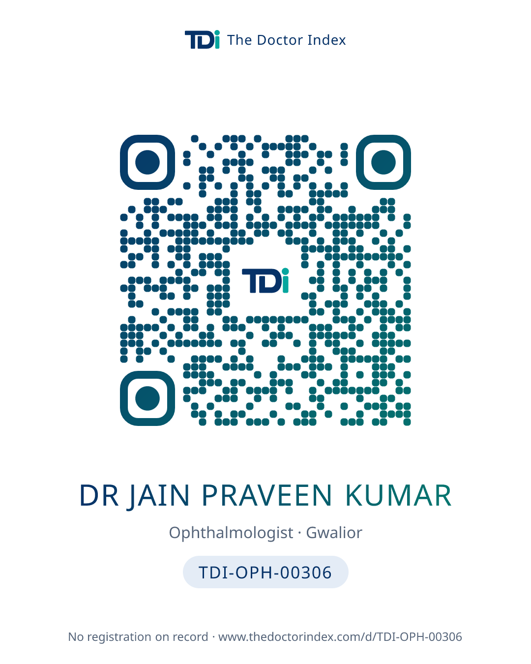 QR card for Dr Jain Praveen Kumar, TDI-OPH-00306