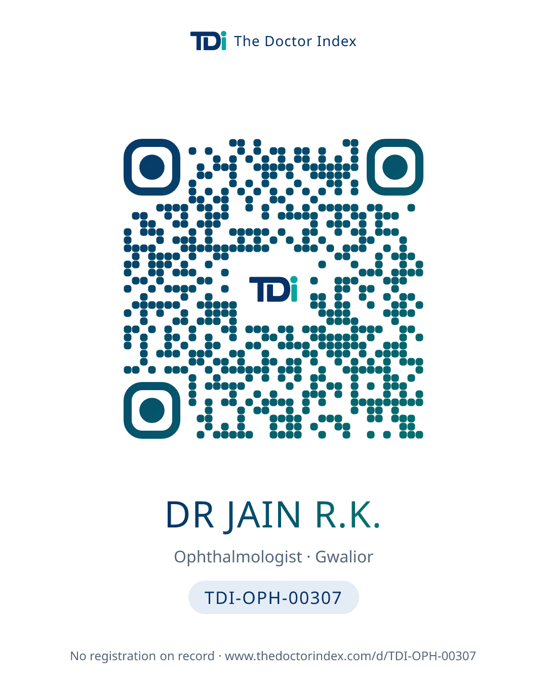 QR card for Dr Jain R.K., TDI-OPH-00307