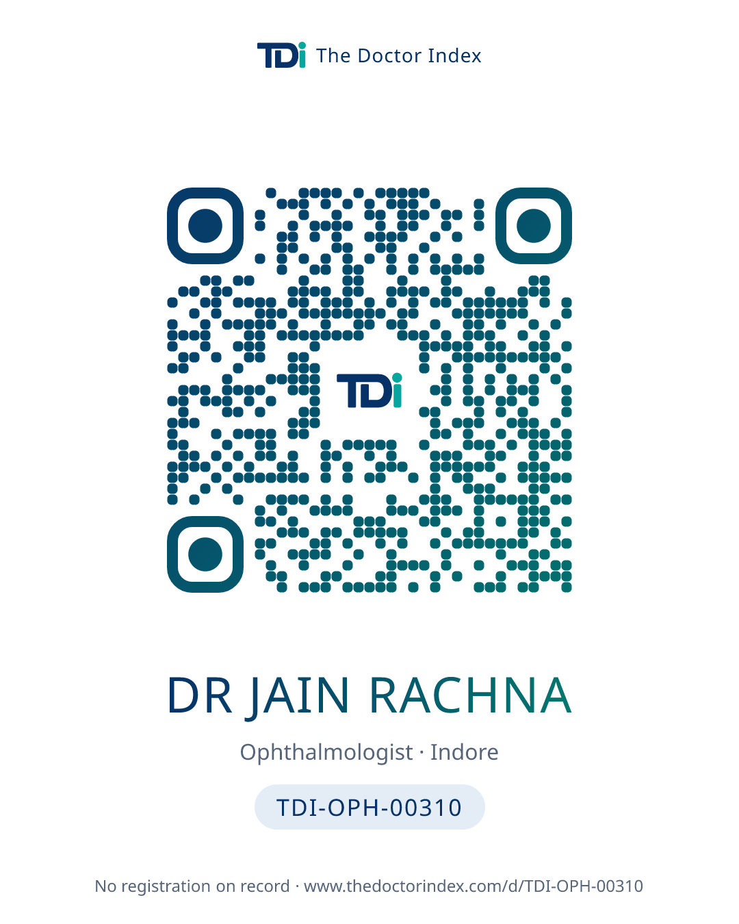 QR card for Dr Jain Rachna, TDI-OPH-00310