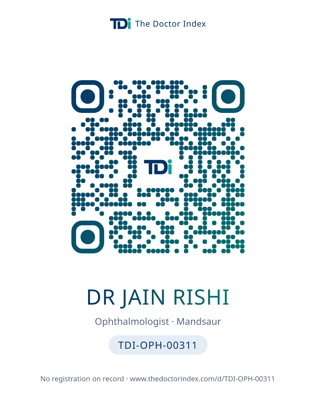 QR card for Dr Jain Rishi, TDI-OPH-00311