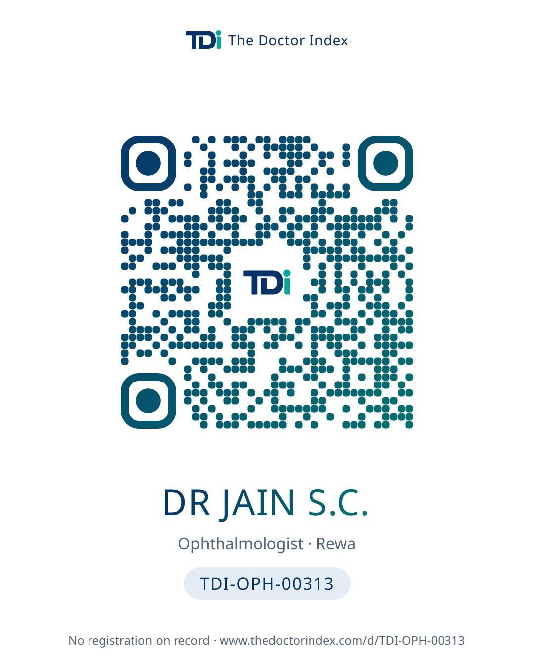 QR card for Dr Jain S.C., TDI-OPH-00313