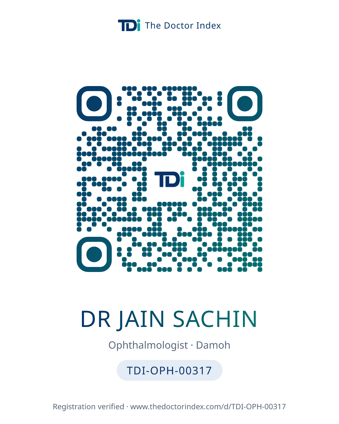 QR card for Dr Jain Sachin, TDI-OPH-00317