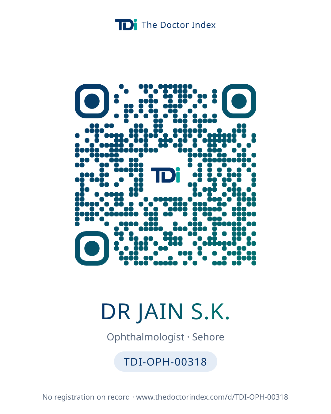 QR card for Dr Jain S.K., TDI-OPH-00318