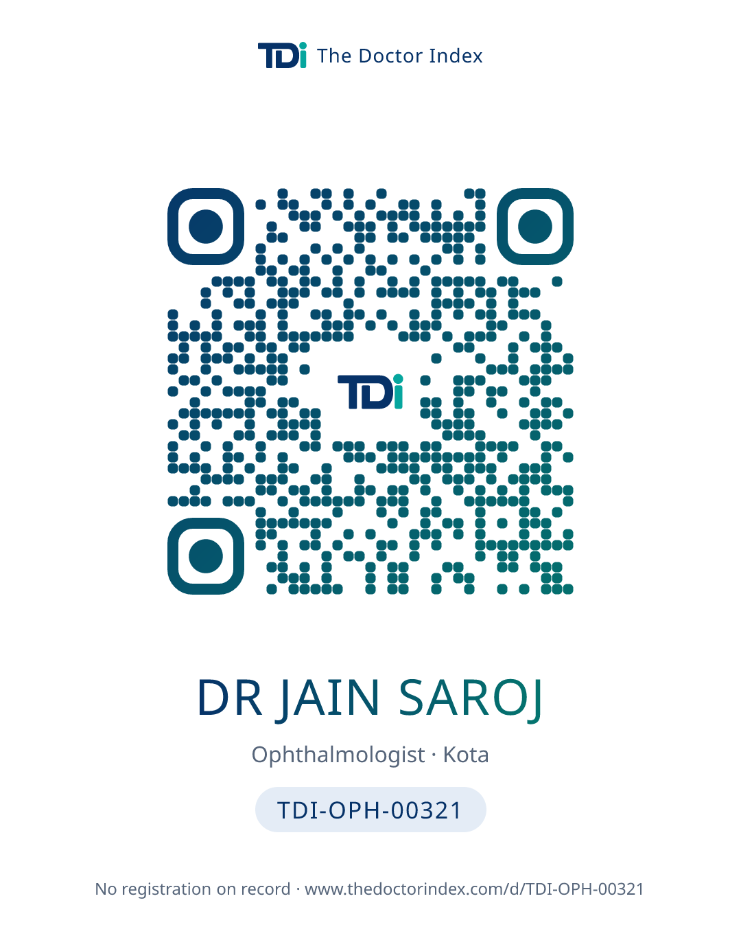 QR card for Dr Jain Saroj, TDI-OPH-00321