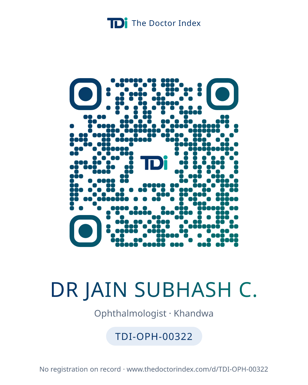QR card for Dr Jain Subhash C., TDI-OPH-00322