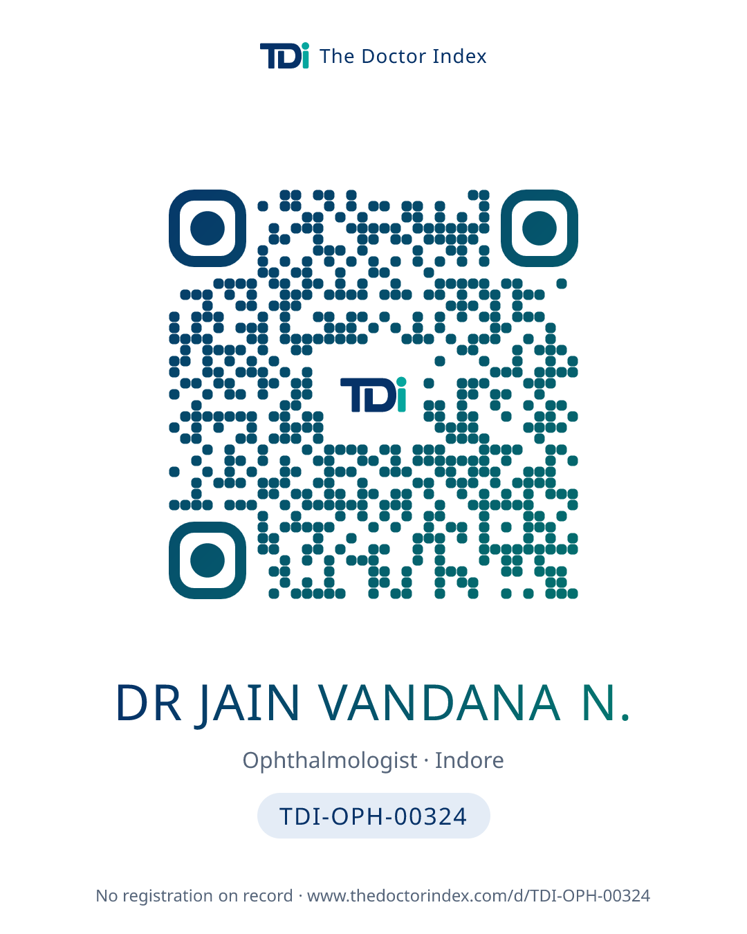 QR card for Dr Jain Vandana N., TDI-OPH-00324