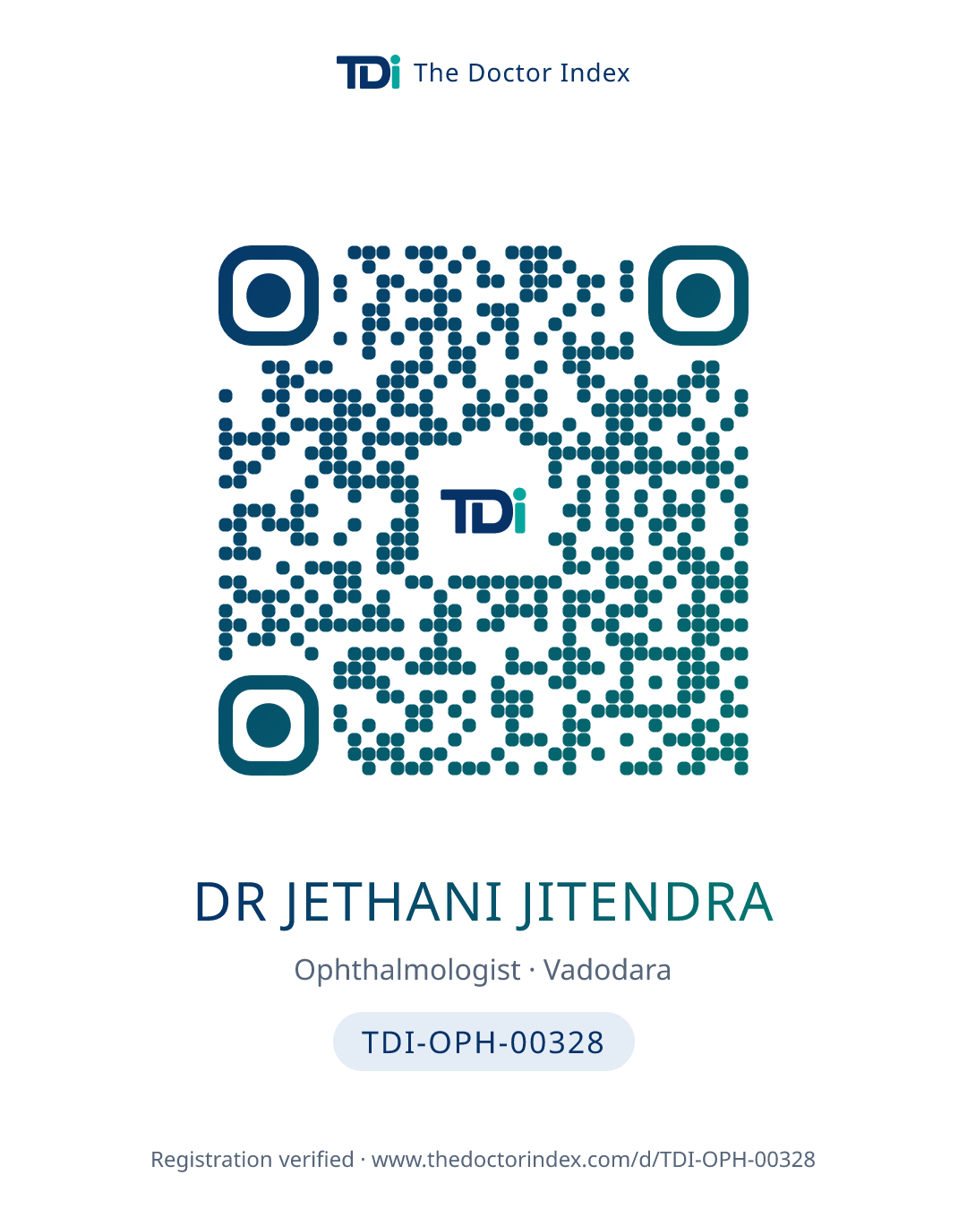 QR card for Dr Jethani Jitendra, TDI-OPH-00328