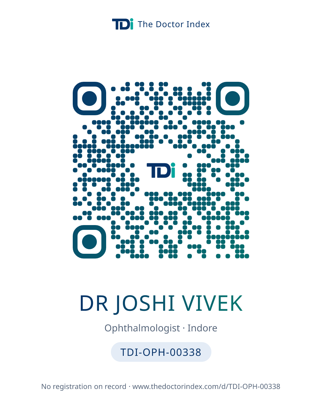 QR card for Dr Joshi Vivek, TDI-OPH-00338