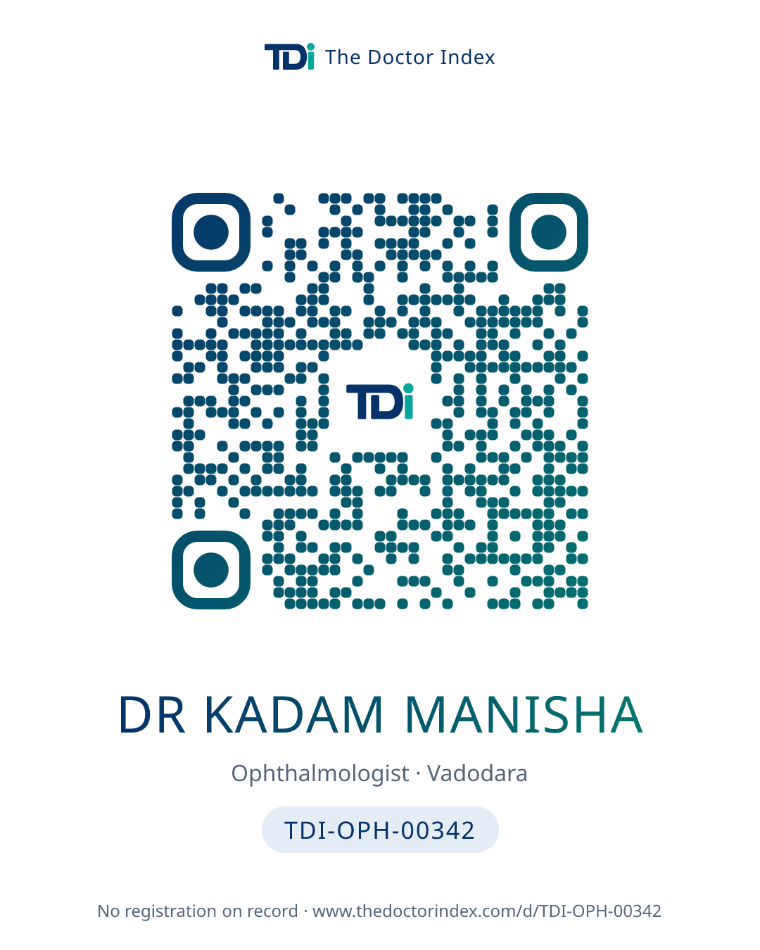 QR card for Dr Kadam Manisha, TDI-OPH-00342