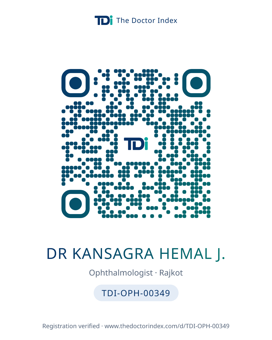 QR card for Dr Kansagra Hemal J., TDI-OPH-00349