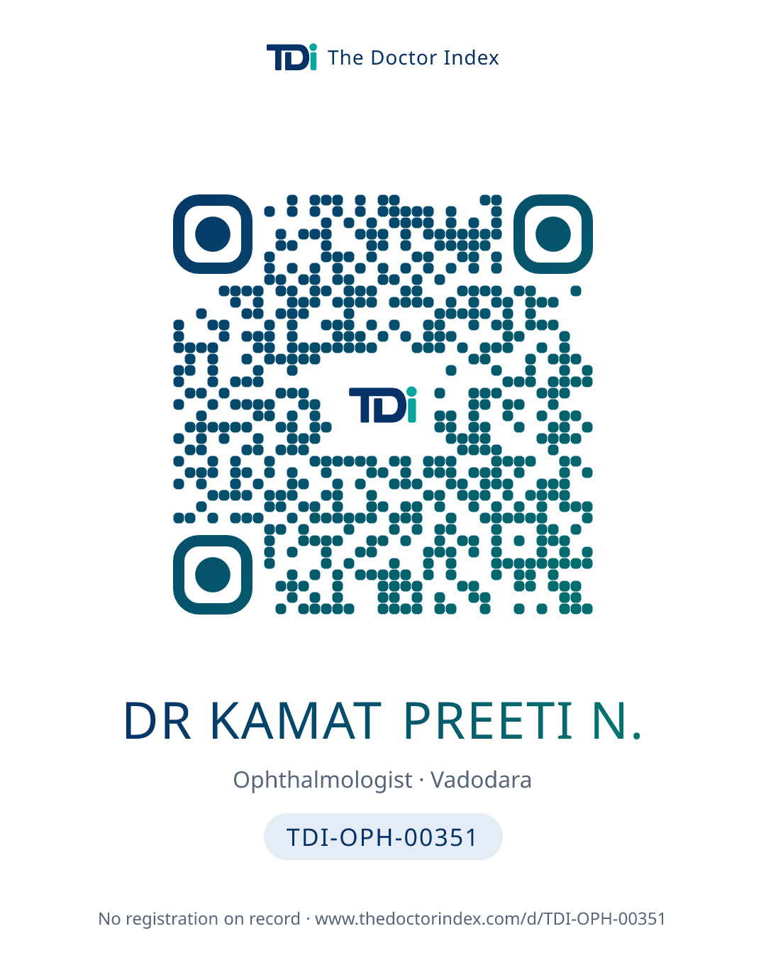 QR card for Dr Kamat Preeti N., TDI-OPH-00351