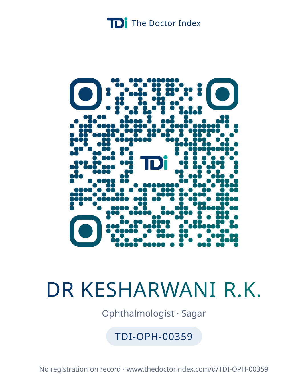 QR card for Dr Kesharwani R.K., TDI-OPH-00359