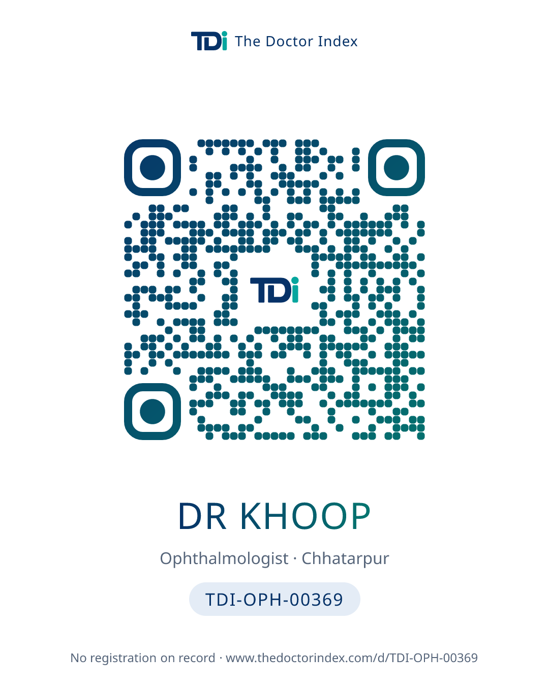 QR card for Dr Khoop, TDI-OPH-00369