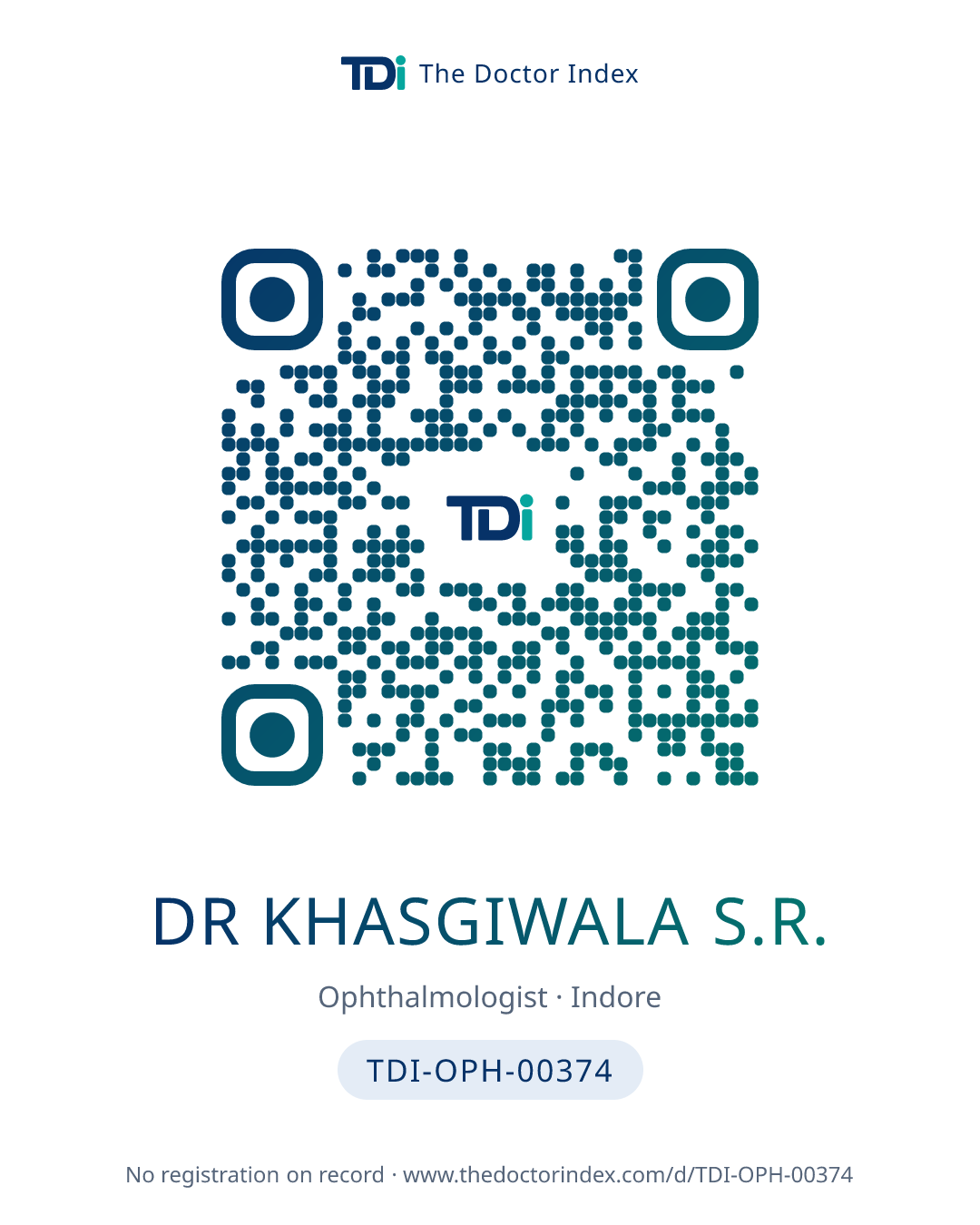 QR card for Dr Khasgiwala S.R., TDI-OPH-00374