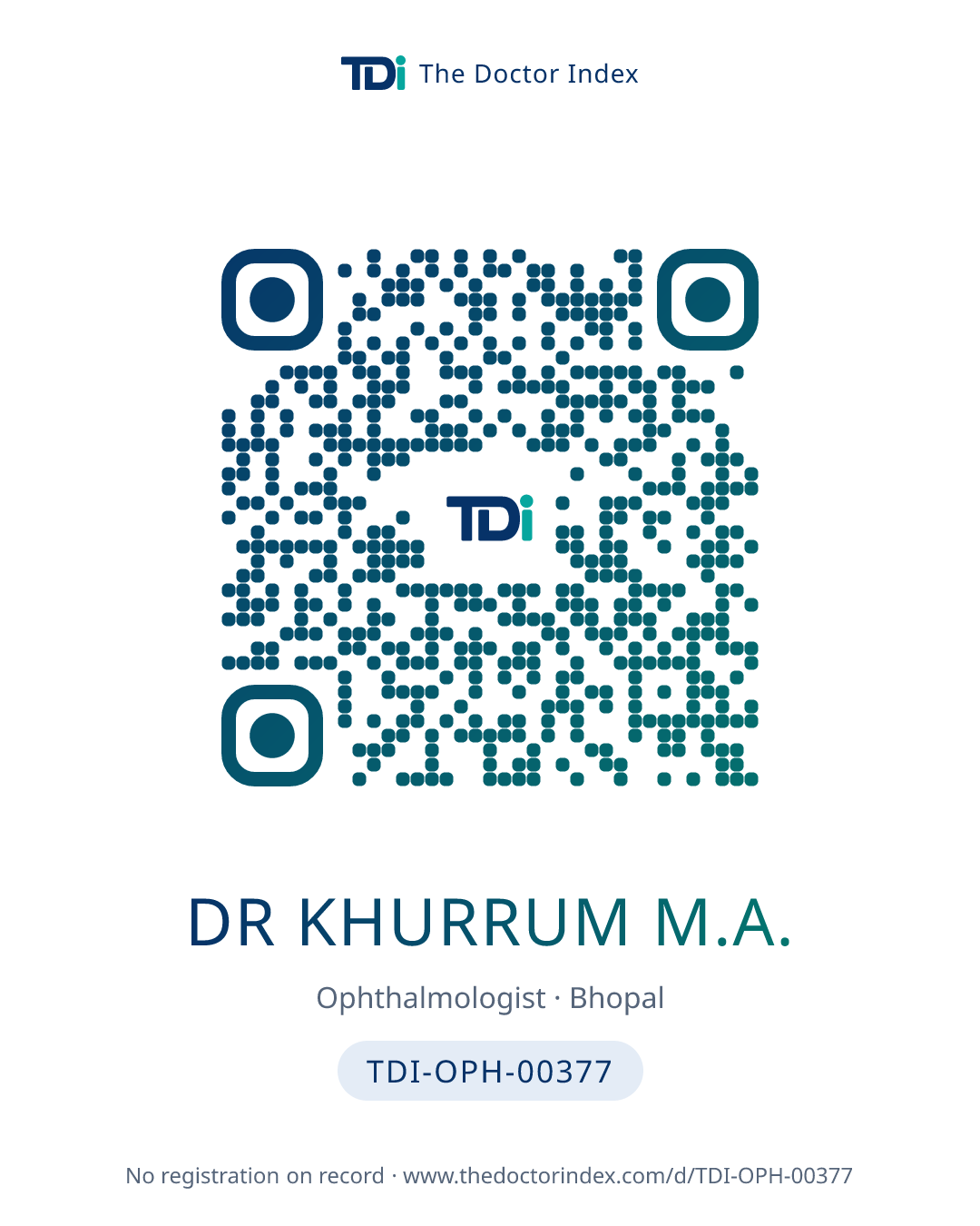 QR card for Dr Khurrum M.A., TDI-OPH-00377