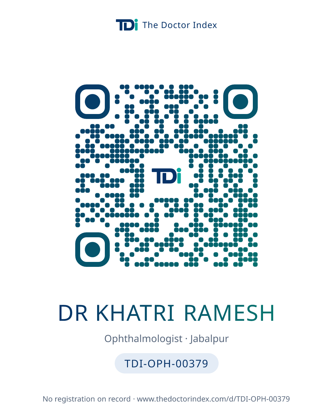 QR card for Dr Khatri Ramesh, TDI-OPH-00379