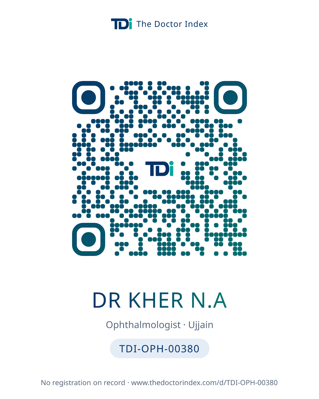 QR card for Dr Kher N.A, TDI-OPH-00380